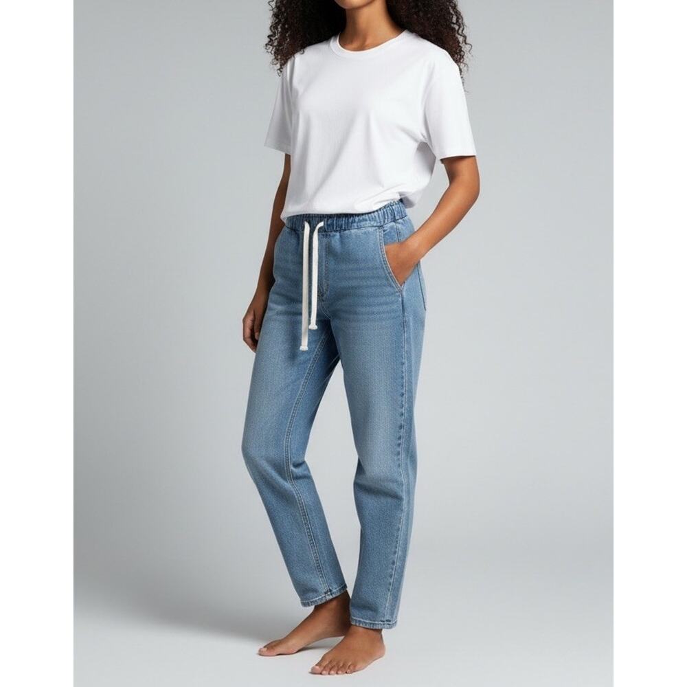 Xírena Rex Drawstring Blue Denim Pants Joggers Quiet Luxury Preppy Comfort Sz S
